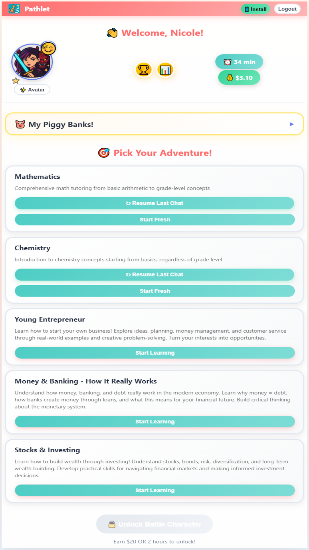Child Learning Interface